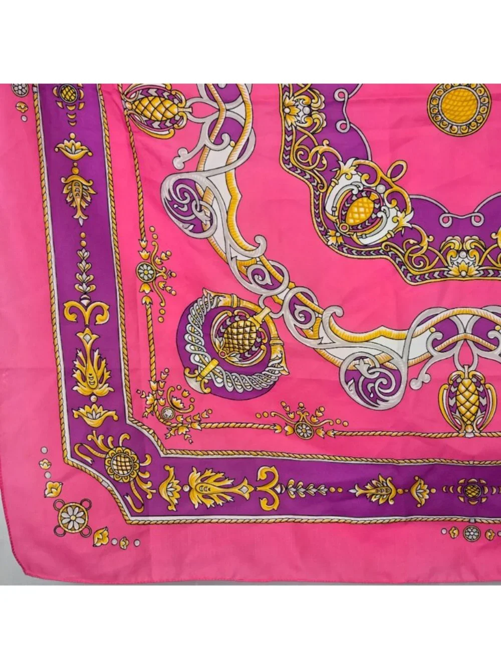 Vintage 90s Pink Purple Abstract Crown Scarf Women Accessories Colorful Square